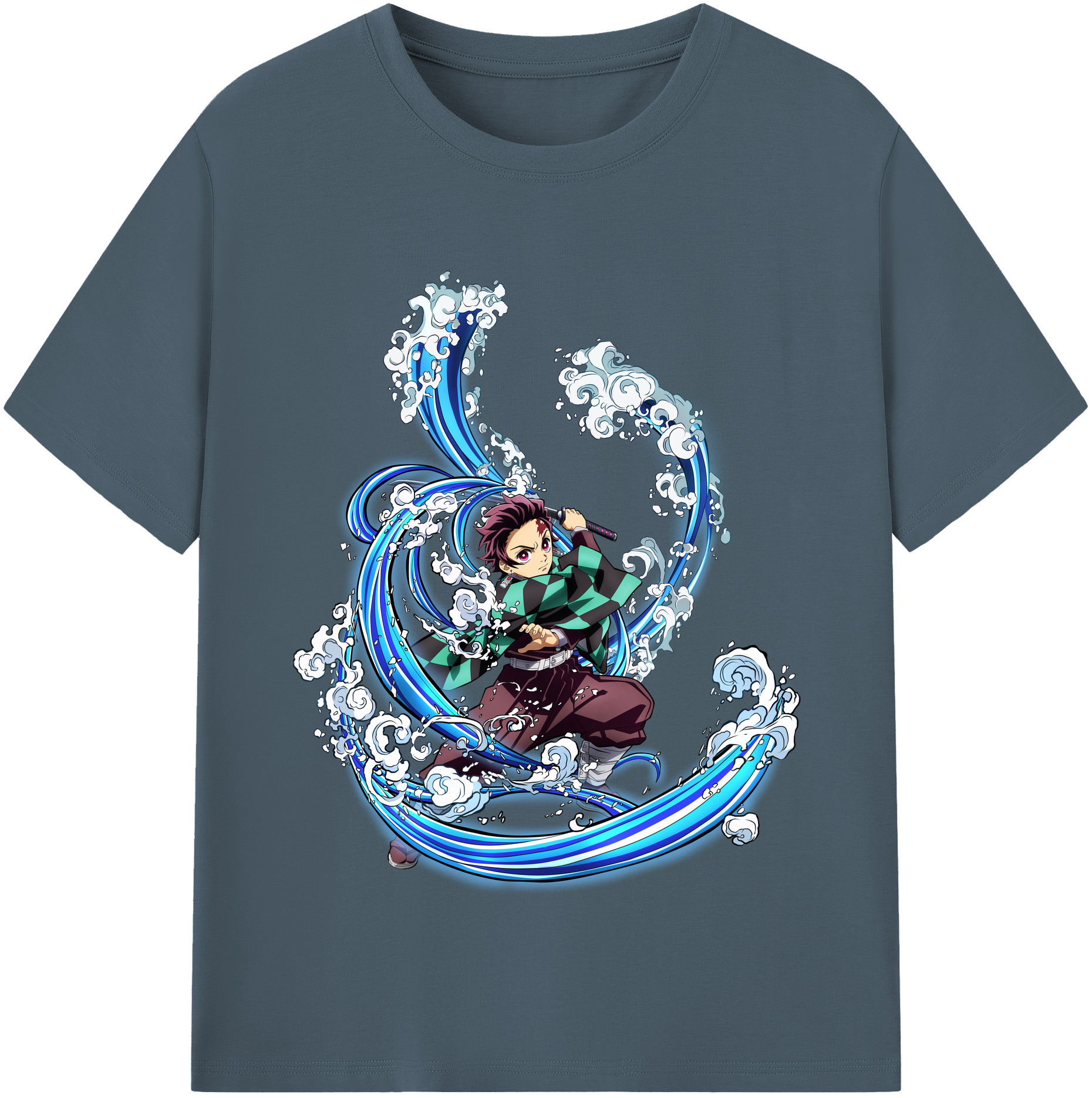 （画像用） 鬼滅の刃 竈門 炭治郎／かまど たんじろう Kamado Tanjirou 綿100％半袖Tシャツ（フロントプリント）